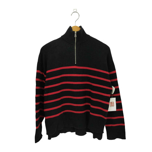 ザラ ZARA ボーダー ハーフジップ プルオーバー ニット セーター メンズ M