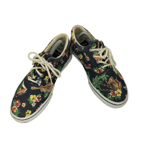 ポロラルフローレン POLO RALPH LAUREN KEATON 花柄 ハワイアン ポロベア キャンバス ローカットスニーカー レディース JPN:23.5