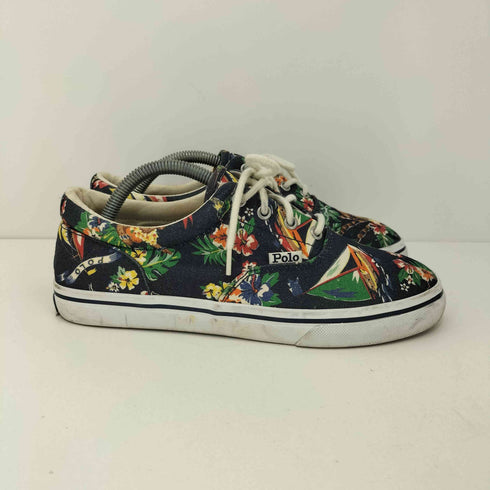 ポロラルフローレン POLO RALPH LAUREN KEATON 花柄 ハワイアン ポロベア キャンバス ローカットスニーカー レディース JPN:23.5