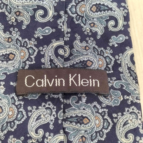 カルバンクライン CALVIN KLEIN ペイズリー柄シルクネクタイ メンズ