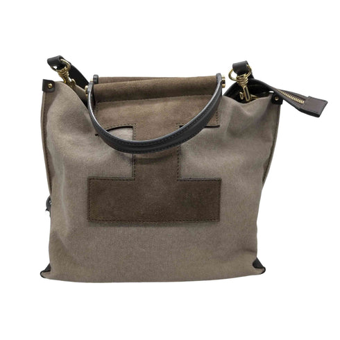 IACUCCI イタリア製 2WAY スウェード キャンバス コンビ ショルダー バッグ ハンド バッグ レディース