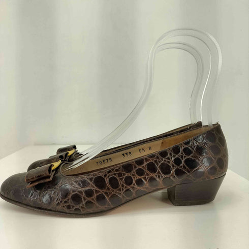 サルヴァトーレフェラガモ Salvatore Ferragamo VARA クロコ型 パンプス レディース
