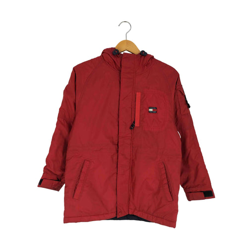 トミーヒルフィガー TOMMY HILFIGER 90S~00S 裏地フリース フーデッド ナイロン ジャケット メンズ import:M