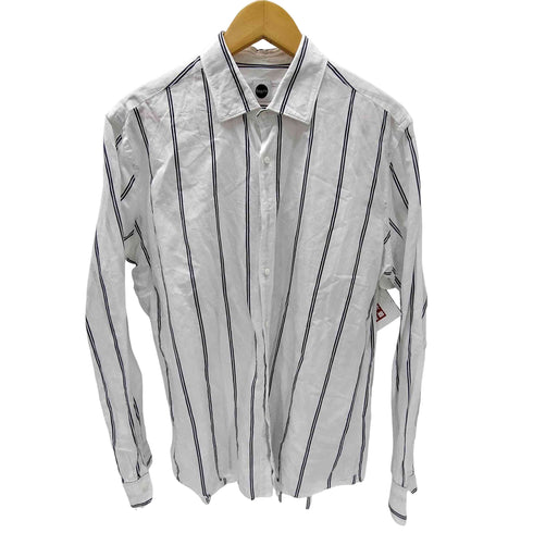 バグッタ Bagutta 襟芯 コットン リネン ワイドカラー L/S ストライプ シャツ メンズ
