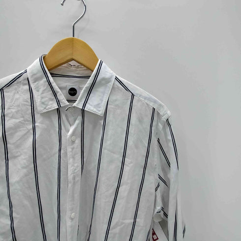 バグッタ Bagutta 襟芯 コットン リネン ワイドカラー L/S ストライプ シャツ メンズ