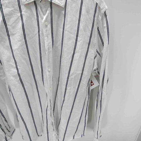 バグッタ Bagutta 襟芯 コットン リネン ワイドカラー L/S ストライプ シャツ メンズ