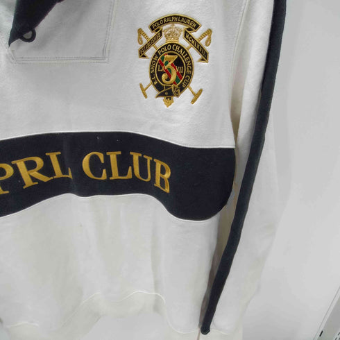 ポロバイラルフローレン Polo by RALPH LAUREN 90S PRL CLUB エンブレム ロゴ 刺繍 ナンバリング 3 ショールカラー コットン アクリル スウェット メンズ import:L