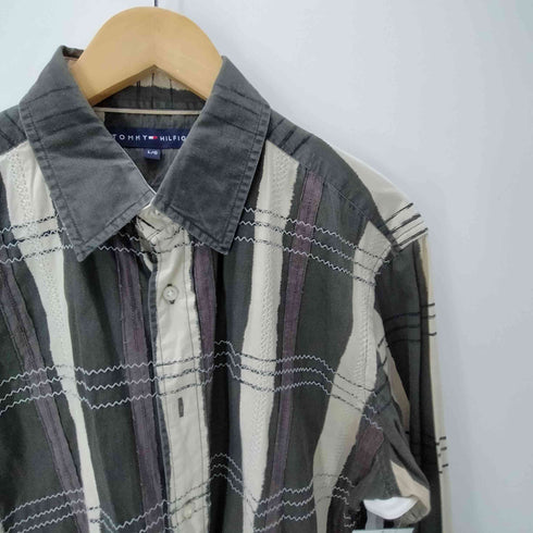 トミーヒルフィガー TOMMY HILFIGER 襟芯 織り チェック 総柄 L/S シャツ メンズ import:L