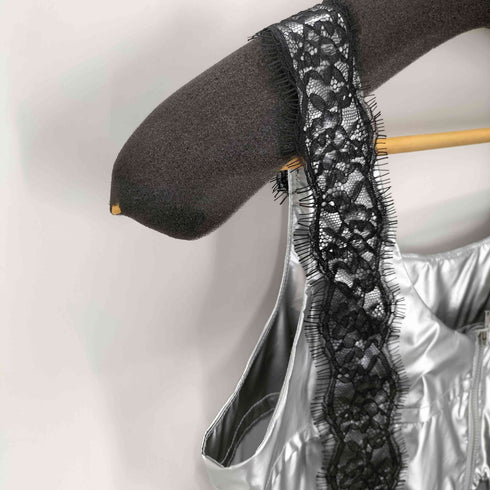 d'zzit Glitter Lace Strap Gather Dress レディース import:S