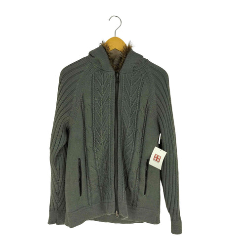 ダブルジップ フェイクファー ジップ ニットパーカー メンズ import:L