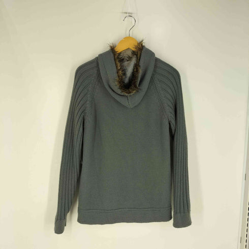 ダブルジップ フェイクファー ジップ ニットパーカー メンズ import:L