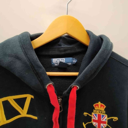 ポロバイラルフローレン Polo by RALPH LAUREN エンブレム ロゴ 刺繍 リバース 型 ジップアップ パーカー LAMPOダブルジップ メンズ LL