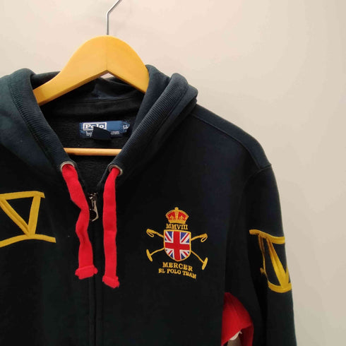 ポロバイラルフローレン Polo by RALPH LAUREN エンブレム ロゴ 刺繍 リバース 型 ジップアップ パーカー LAMPOダブルジップ メンズ LL