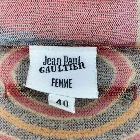 ジャンポールゴルチエフェム Jean Paul GAULTIER FEMME 90-00S ビーズ装飾 エスニック柄 Vネック パワーネット レディース FR:40