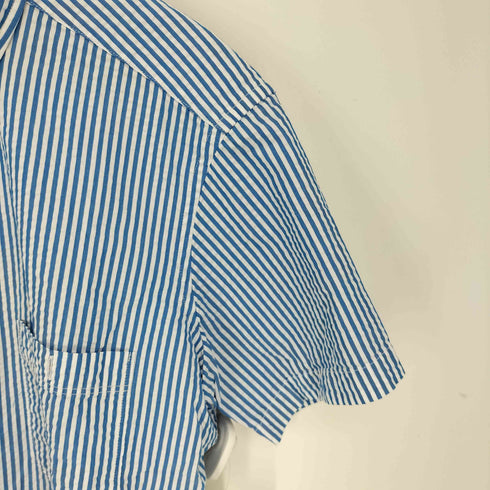 ランズエンド LANDS END シアーサッカー S/S ストライプ シャツ メンズ import:L