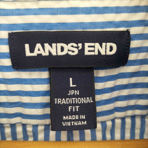 ランズエンド LANDS END シアーサッカー S/S ストライプ シャツ メンズ import:L