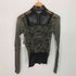 ジャンポールゴルチエマイユ Jean Paul GAULTIER MAILLE 90-00S レース ニット切替 ハウンドトゥース サファリ柄 ハイネックブラウス レディース import:S