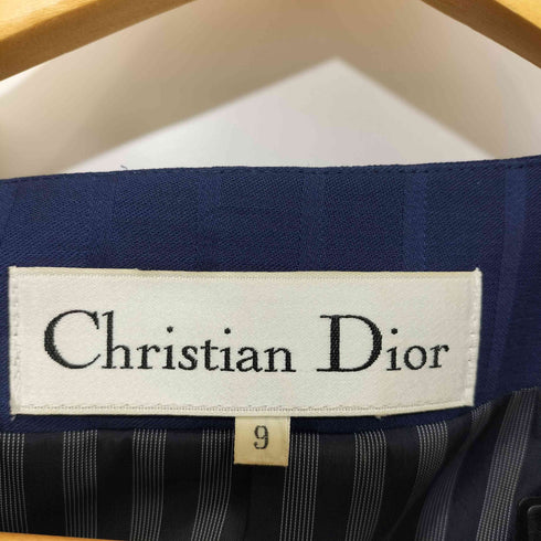 クリスチャンディオール Christian Dior 80-90s OLD vintage カネボウ社 ストライプ ノーカラー ジャケット + スカート セットアップ レディース 上下共に 9号