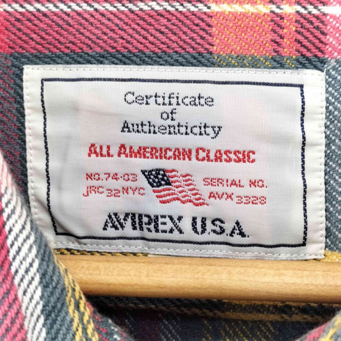 アヴィレックス AVIREX マドラスチェック コットン フランネル L/S シャツ メンズ import:M