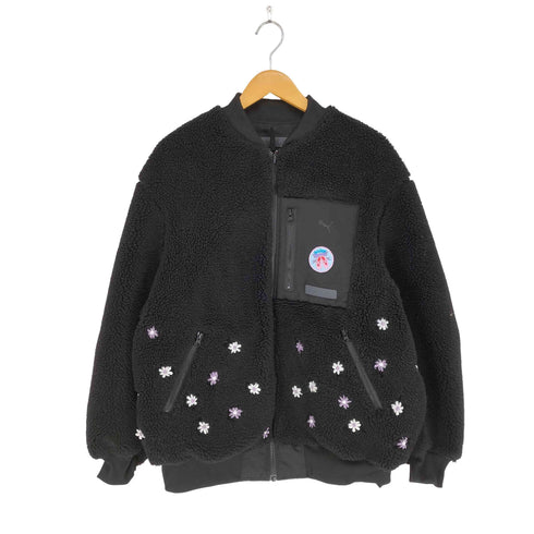スライ SLY REVERSIBLE BOA BOMBER JACKET 花刺繍カスタム レディース