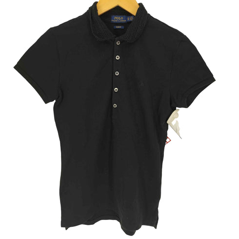 ポロラルフローレン POLO RALPH LAUREN SLIM FIT 襟 畔編み フレンチスリーブポロシャツ レディース import:XS
