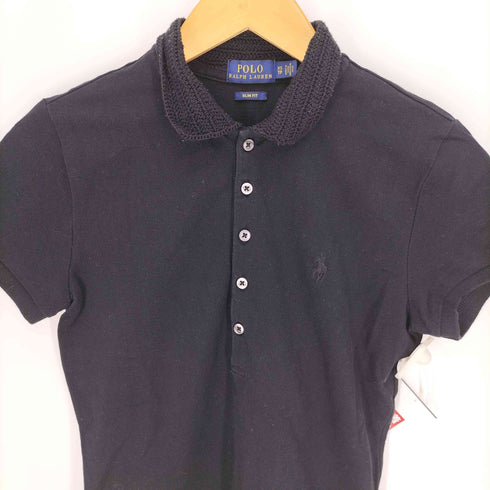 ポロラルフローレン POLO RALPH LAUREN SLIM FIT 襟 畔編み フレンチスリーブポロシャツ レディース import:XS