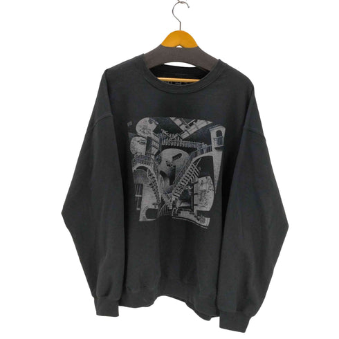 トロンプルイユ だまし絵 プリント スウェット メンズ import:XL