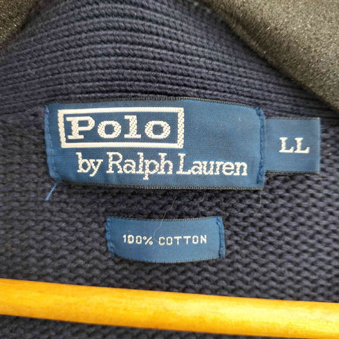 ポロバイラルフローレン Polo by RALPH LAUREN 90S コットン100 ポニー刺繍 ニットカーディガン メンズ LL