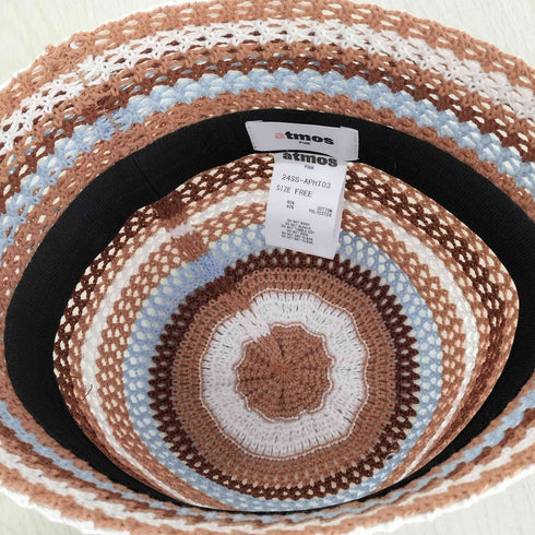 アトモスピンク ATMOS PINK 24SS Border Crochet Bucket Hat レディース FREE