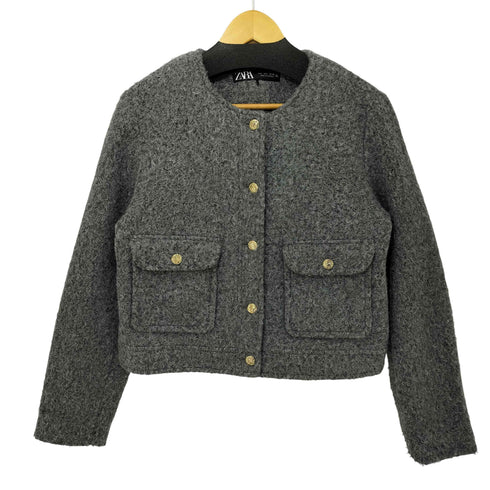 ザラ ZARA ブークレショートジャケット クロップド レディース import:L