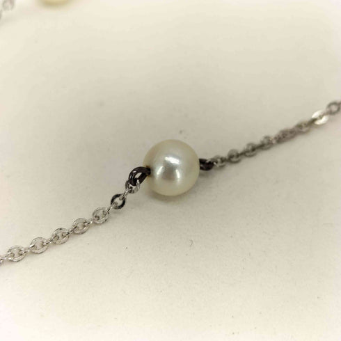 SILVER シルバー パール ステーション ネックレス レディース