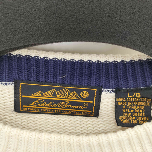 エディーバウアー Eddie Bauer 80s 黒タグ クルーネック コットンニット メンズ JPN:L