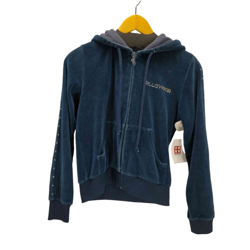 ロカウェア Rocawear スパンコール ロゴ ベロア ジップアップ パーカー Y2K レディース import:L