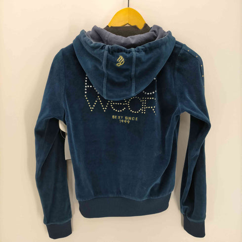 ロカウェア Rocawear スパンコール ロゴ ベロア ジップアップ パーカー Y2K レディース import:L