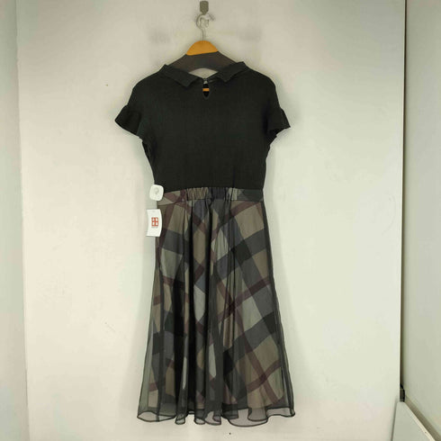 ブルーレーベルクレストブリッジ BLUE LABEL CRESTBRIDGE チェック柄 Aラインドッキングワンピース レディース JPN:38