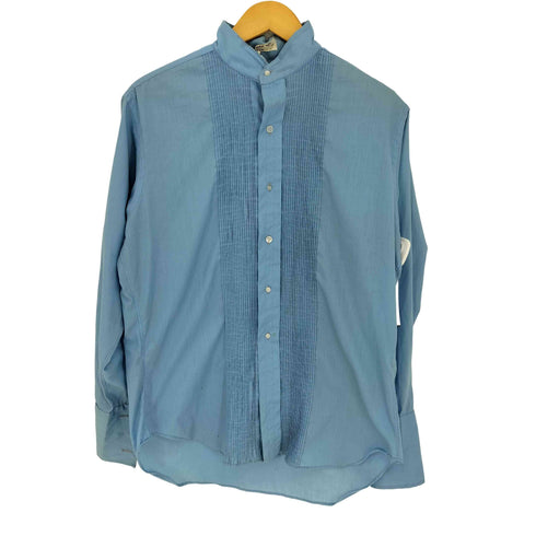 PERMAMENT PRESS コットンポリ ピンタック スタンドカラー ダブルカフス ドレスシャツ メンズ