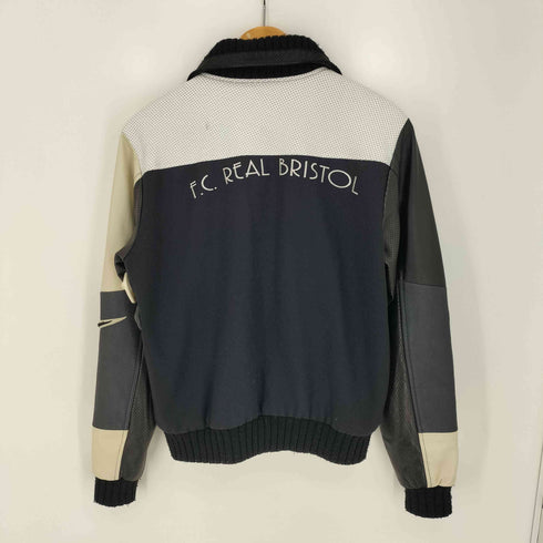 エフシーレアルブリストル F.C.Real Bristol 00s ワッペン刺繍 パッチワーク レザー切替 袖スウッシュ刺繍 ハイネック スタジャン メンズ