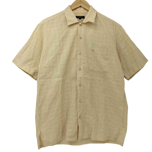 バーバリーロンドン BURBERRY LONDON コットン リネン混 織柄 チェック レギュラーカラー S/S シャツ メンズ import:M