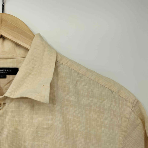 バーバリーロンドン BURBERRY LONDON コットン リネン混 織柄 チェック レギュラーカラー S/S シャツ メンズ import:M