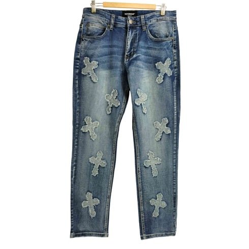 VICTORIOUS 十字架刺繍スキニーデニムパンツ メンズ 32/32