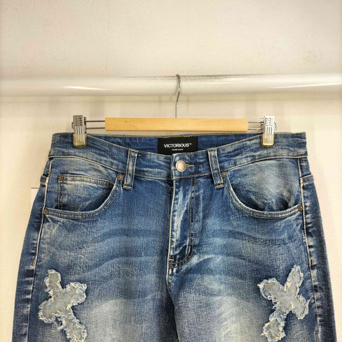 VICTORIOUS 十字架刺繍スキニーデニムパンツ メンズ 32/32