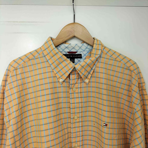 トミーヒルフィガー TOMMY HILFIGER ロゴ刺繍 チェック ボタンダウン L/S シャツ メンズ import:XL