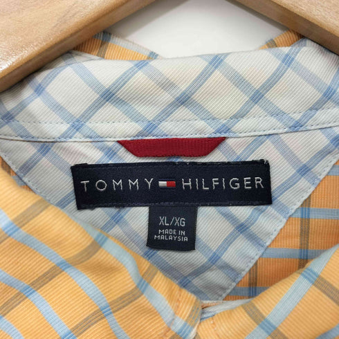 トミーヒルフィガー TOMMY HILFIGER ロゴ刺繍 チェック ボタンダウン L/S シャツ メンズ import:XL