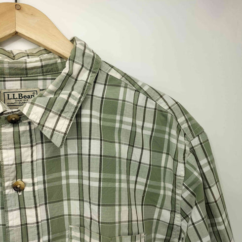 エルエルビーン L.L.Bean コットン100 リップストップ チェック レギュラーカラー L/S シャツ メンズ import:L