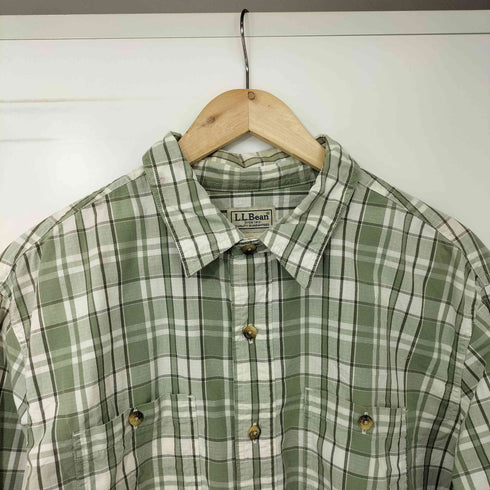 エルエルビーン L.L.Bean コットン100 リップストップ チェック レギュラーカラー L/S シャツ メンズ import:L