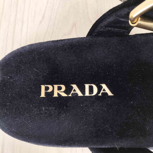 プラダ PRADA ベルベットスライドサンダル レディース 36 1/2