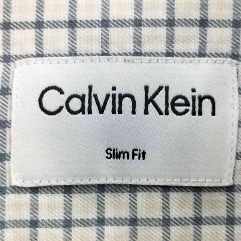 カルバンクライン CALVIN KLEIN Slim Fit ギンガムチェック ロゴ刺繍 長袖シャツ メンズ US:42