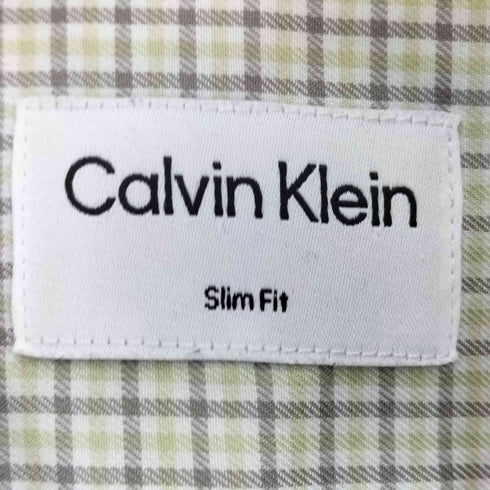 カルバンクライン CALVIN KLEIN Slim Fit ギンガムチェック ロゴ刺繍 長袖シャツ メンズ US:42
