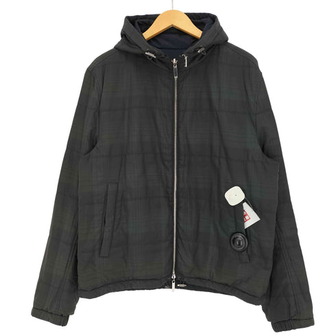 ヒューゴボス HUGO BOSS WATER REPELLMENT リバーシブル フード着脱可 2way タータンチェック ダブルジップ フーデッドブルゾン 裾ドローコード メンズ US:42