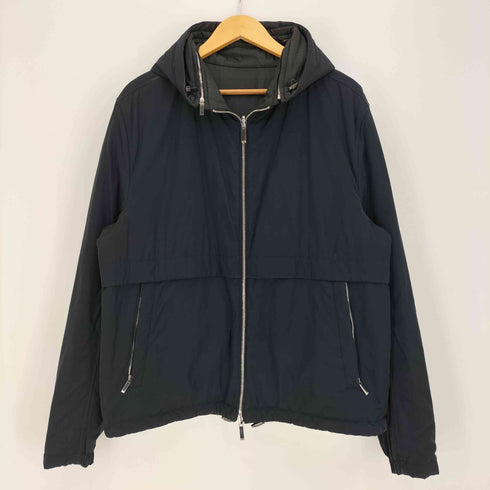 ヒューゴボス HUGO BOSS WATER REPELLMENT リバーシブル フード着脱可 2way タータンチェック ダブルジップ フーデッドブルゾン 裾ドローコード メンズ US:42